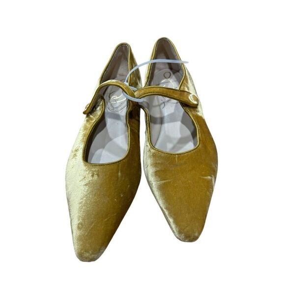 Revolve Sam Edelman Jene Mary Jane Gold Velvet Pointed Toe Flats NWOT - Picture 6 of 12